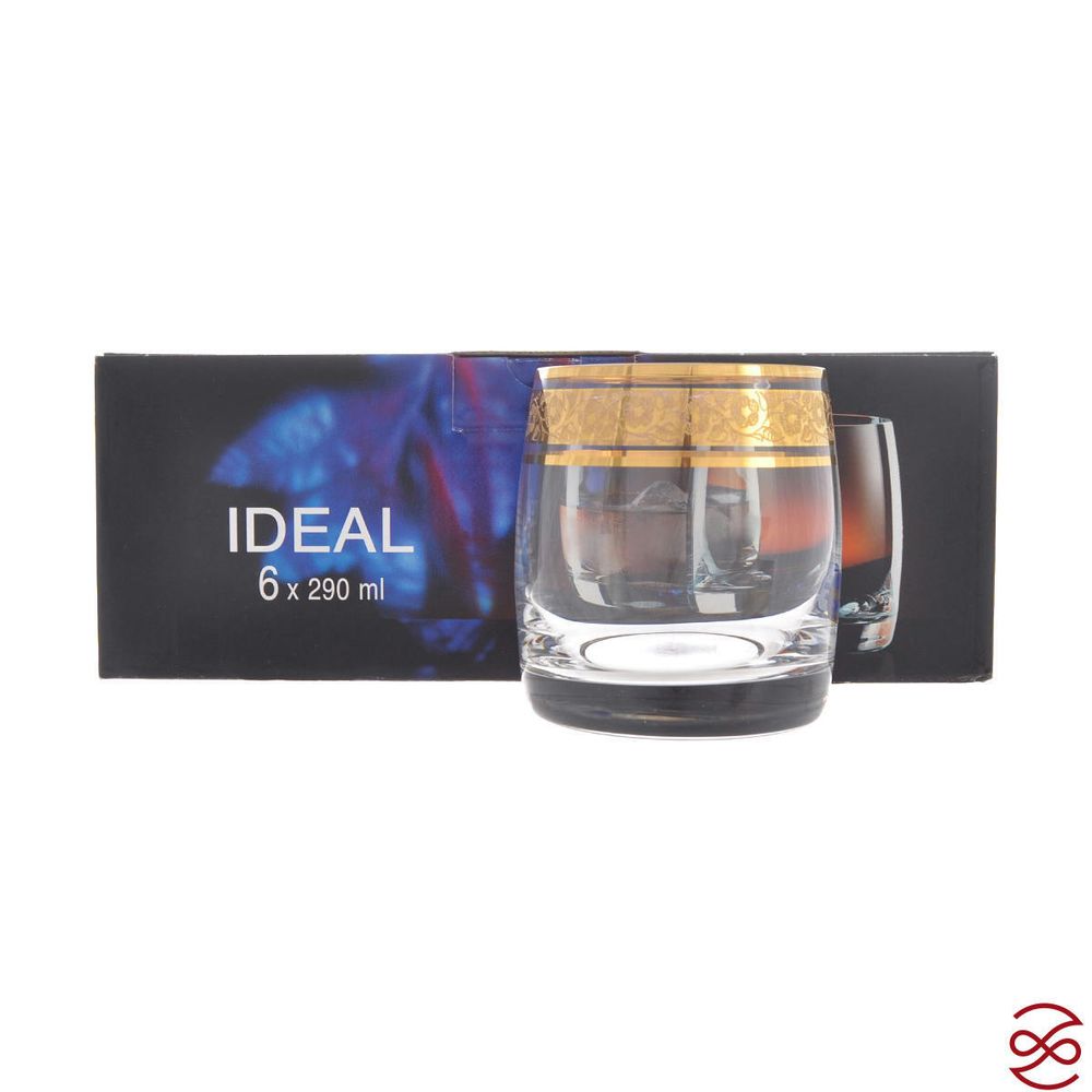 Набор стаканов для виски 290 мл Идеал Золото Kvetna (6 шт)