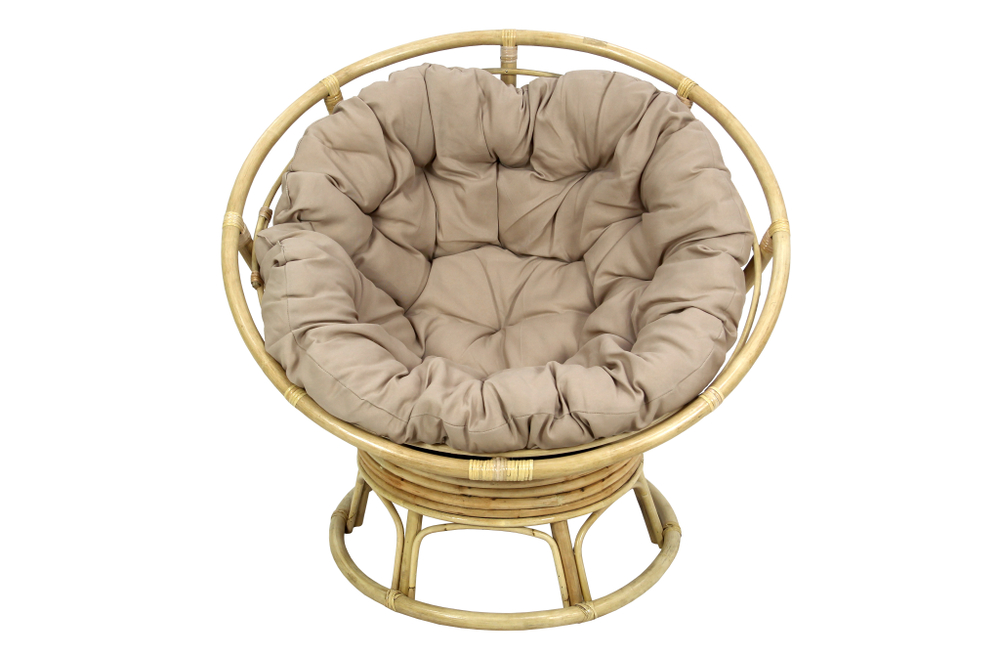 Кресло -качалка вращающееся Папасан Roker D110 арт.CV-18H (каркас медовый 2 части, подушка беж)