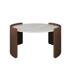 Столик Lagom Stone D 65 см высота 32 см (камень OV, орех)