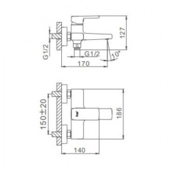 Смеситель для ванны, Frap, корот изл, с картриджем, хром, F3260