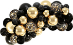 Гирлянда из воздушных шаров, Набор №14, Конфетти, Черный/Золото, Хром, 45 шт Шаринг