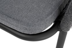 "Лион" стул плетеный из роупа, каркас алюминий серый (RAL7022) муар, роуп серый круглый, ткань серая 017