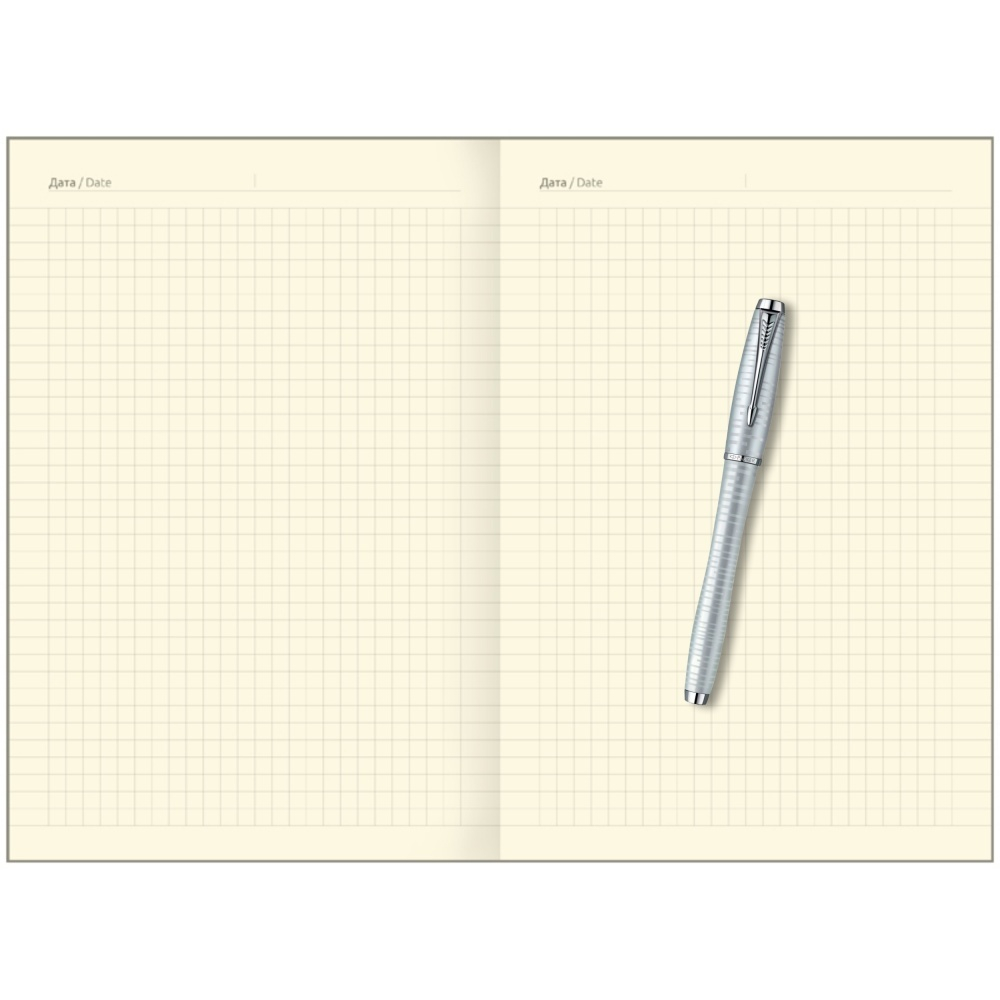 Подарочный набор: Перьевая ручка Parker Urban Premium Silver -Blue и Записная книжка серая тон. блок, цв. срез.