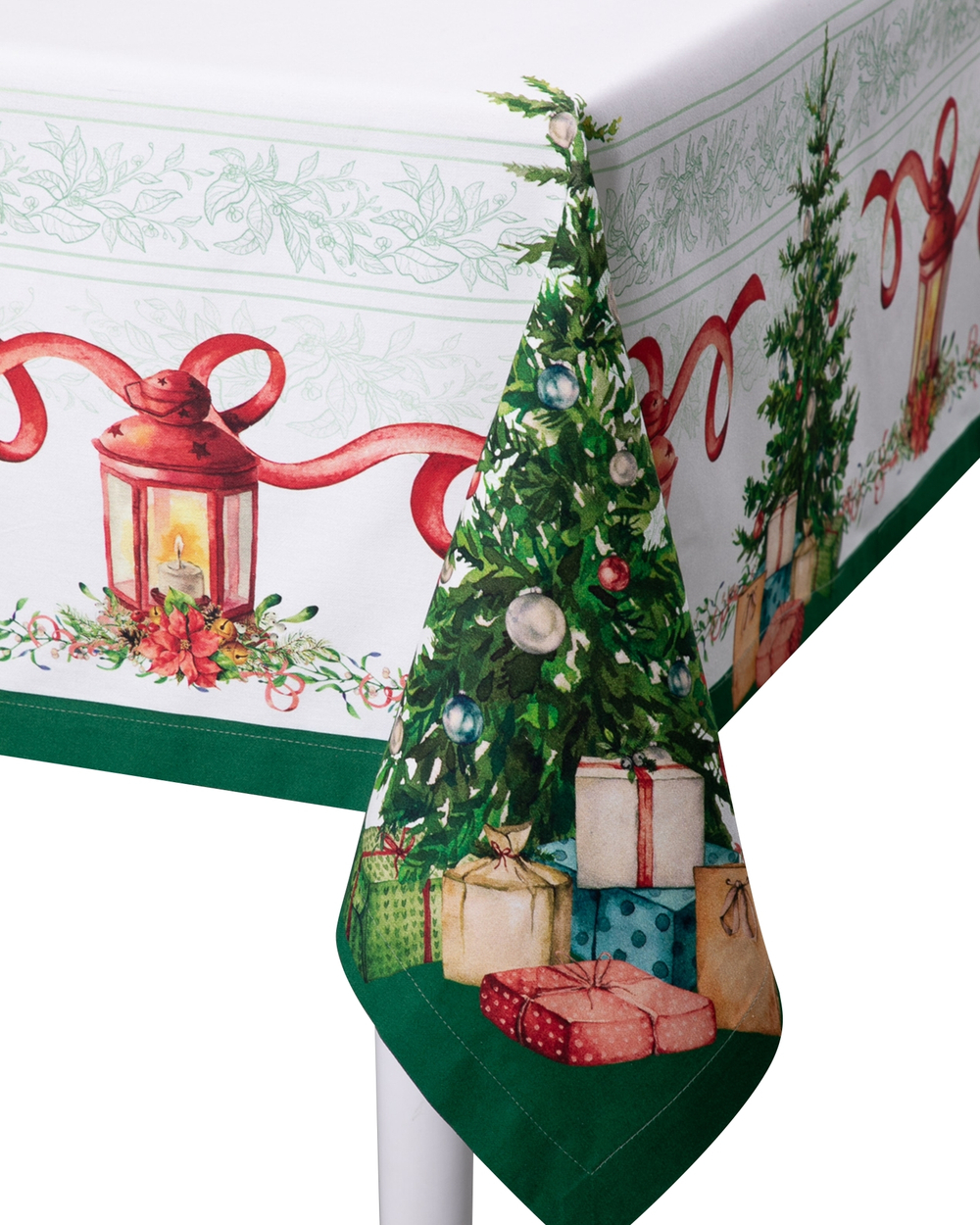 Скатерть 168х450см Mix&Match Home Елочка белая с принтом