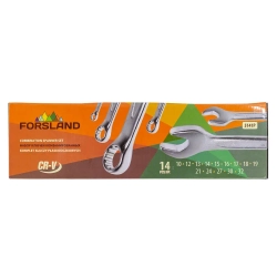 Ключи комбинированные, набор 14пр. (10, 12-19, 21, 24, 27, 30, 32мм) Forsland Forsland-5141P