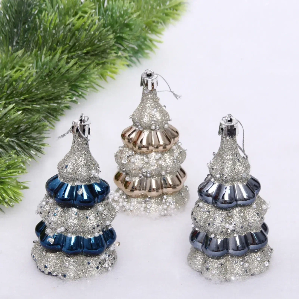 Набор украшений SHINE «Magic tree» 6х10 см (3 шт.), night blue/champagne silver/grey