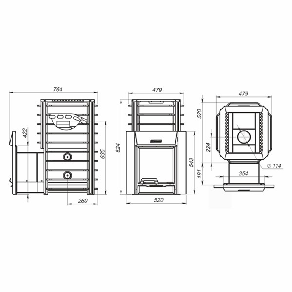 Дровяная печь для бани ЕРМАК 12 СЕТКА-ПРЕМИУМ (Нерж.)