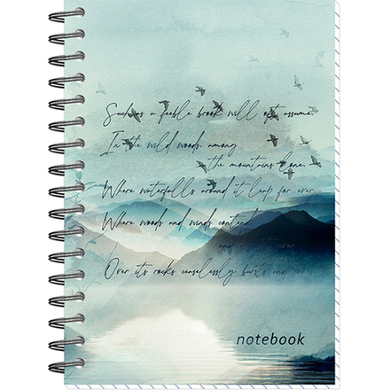 НОВИНКА! Бизнес-блокнот А6 в клетку "Туманные пейзажи" 80 листов на гребне (слева), обложка фольга+твинлак