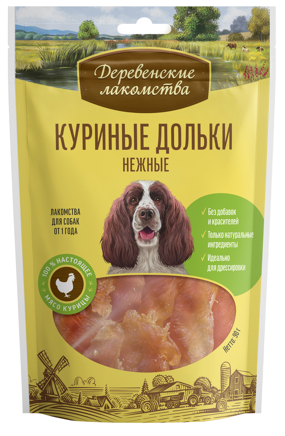 Деревенские Лакомства для собак куриные дольки нежные 90 гр.