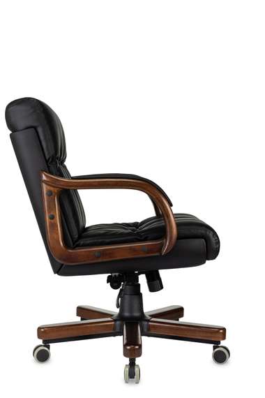 Кресло руководителя Бюрократ T-9932W-LOW-Eco черный эко.кожа низк.спин. крестов. металл/дерево