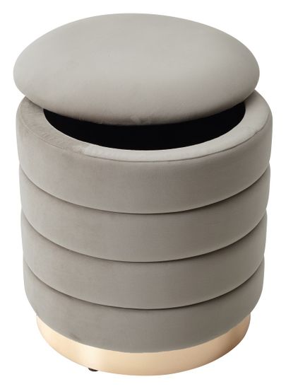 Пуф для гостиной ФРЕД латте #25, велюр / золотой каркас