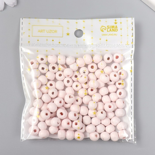 Бусины для творчества "Дерзкий розовый", дерево, d-0,8 см, набор 20гр, АртУзор