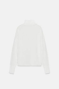 ZARA СВИТЕР ИЗ ТОНКОГО ТРИКОТАЖА С ВЫСОКИМ ВОРОТНИКОМ, БЕЛЫЙ