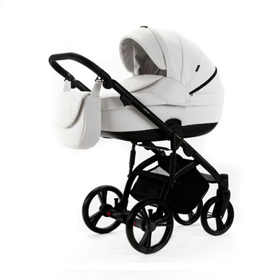 Детская универсальная коляска Adamex LANTI Deluxe 2 в 1 SA-1 (белая экокожа)