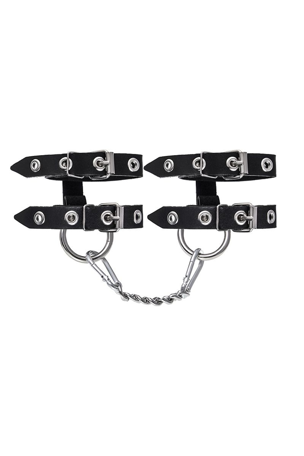 Черные однослойные наручники из двух ремешков (Цвет: черный)