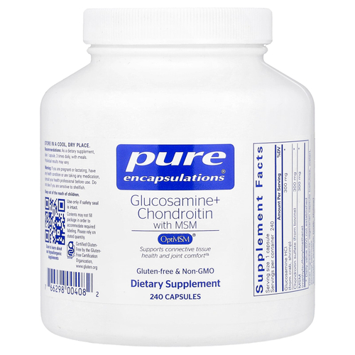 Pure Encapsulations, глюкозамин, хондроитин и МСМ, 240 капсул
