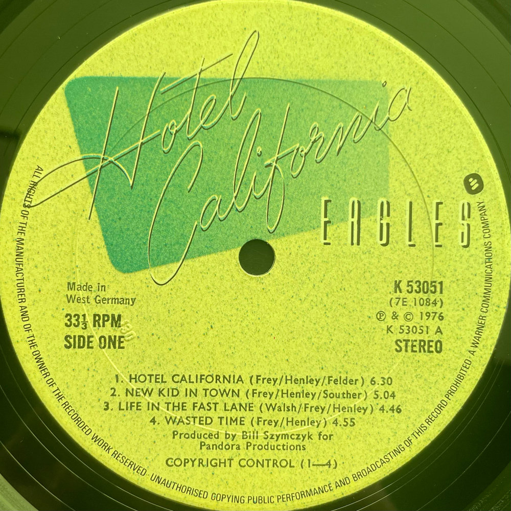 Eagles ‎– Hotel California (Англия 1976г.)