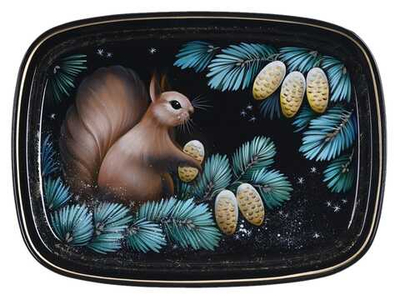 Жостовский поднос декоративный, размер 33х24 см (A12), металлический