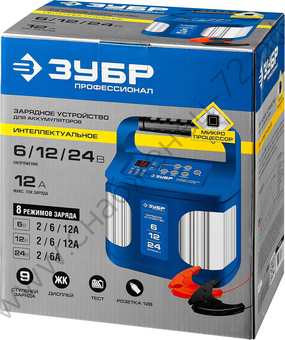 ЗУБР УЗУ-240 6/12/24 В, 2-12А, розетка 12В Универсальное зарядное устройство (59305)