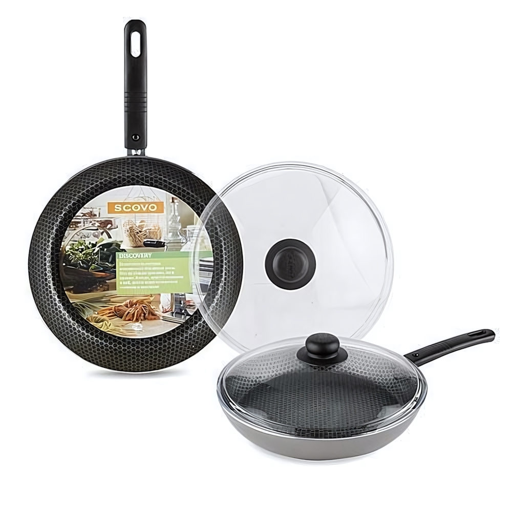 Сковорода 22см "ScovO DISCOVERY" стеклянная крышка