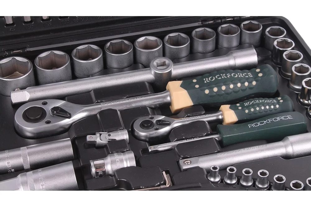 Набор торцевых головок и вставок RF-41082-5EURO 1/2" & 1/4"DR 6-гранных 108пр. ROCKFORCE