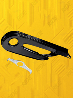 Защита цепи для электровелосипеда колхозник (черная, металлическая, с креплением)