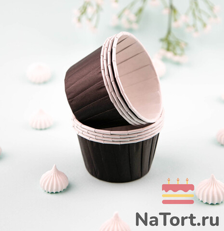 Формы бумажные с ламинацией «Маффин» 50х40 мм (Черный) 100 шт