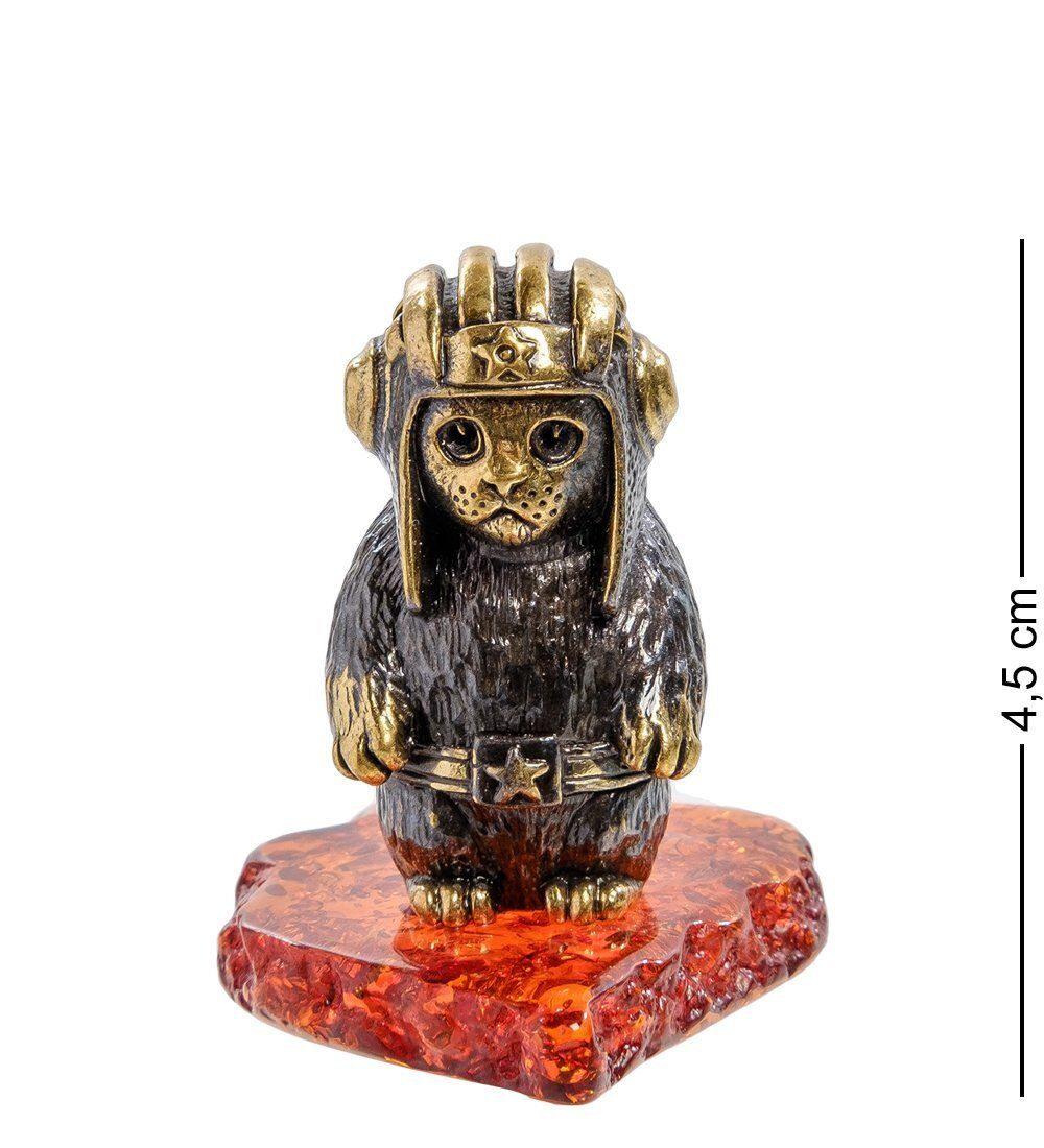 Народные промыслы AM-2135 Фигурка «Кот танкист» (латунь, янтарь)