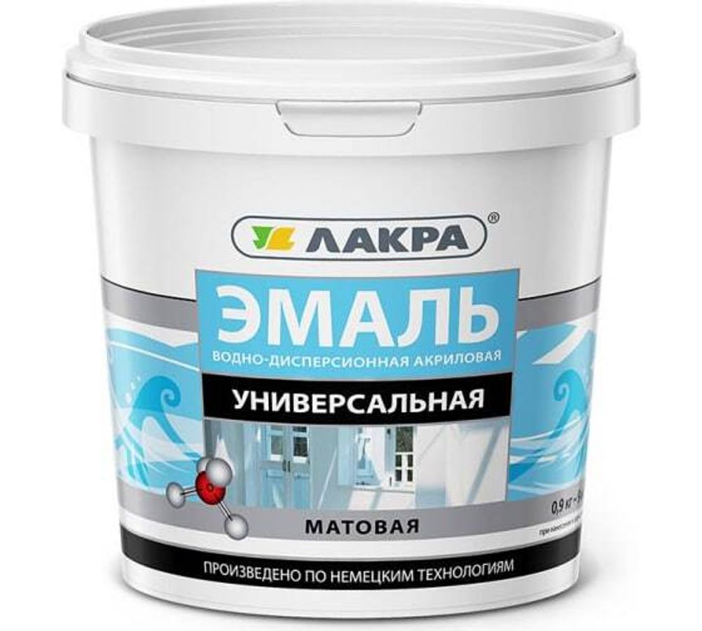 Эмаль акрил универсальная бел/матов 0,9кг Л-С