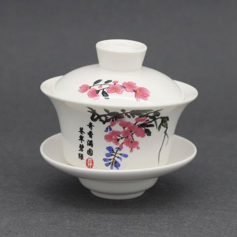 Гайвань с розовыми цветами, фарфор, 100мл