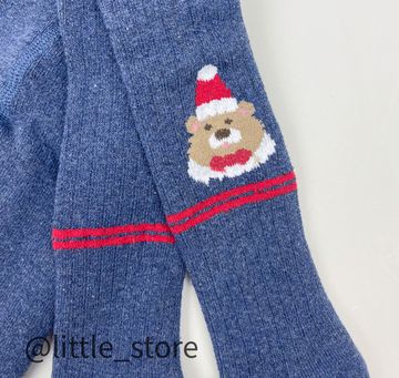 Колготки махровые Мишка в шапке, Синий индиго