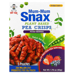 Hot Kid, Mum-Mum Snax, печеные гороховые снеки, для детей от 2 лет, ягоды, 5 пакетиков по 10 г