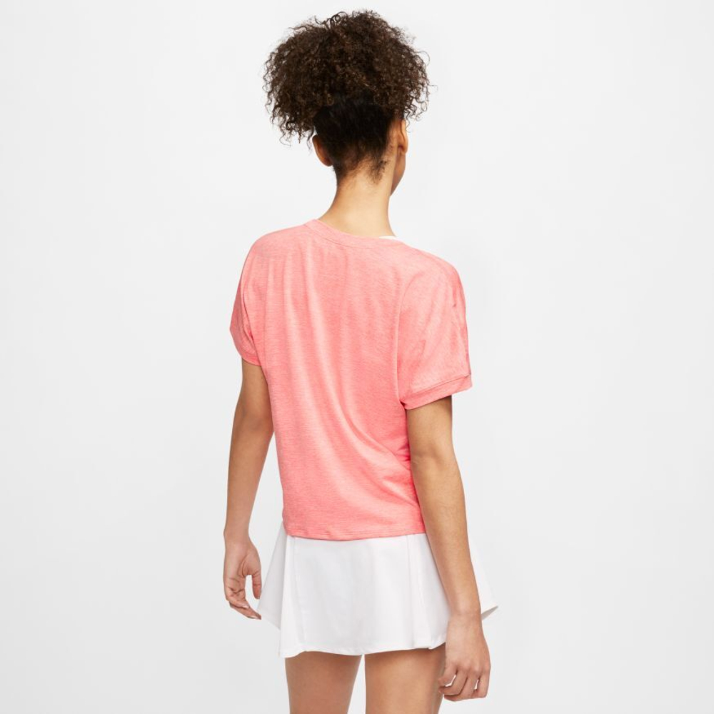 Женская футболка теннисная Nike Court Dry Elevated Essential Top - sunblush/white