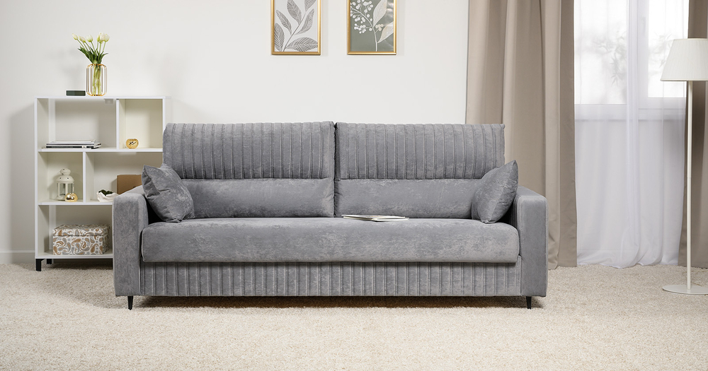 Изабель диван-кровать (велюр серый)