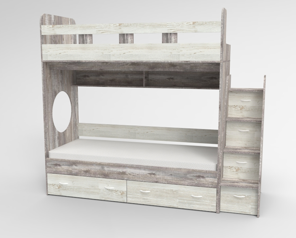 Трехъярусная кровать КарИВи Юниор  Бетон Винтерберг