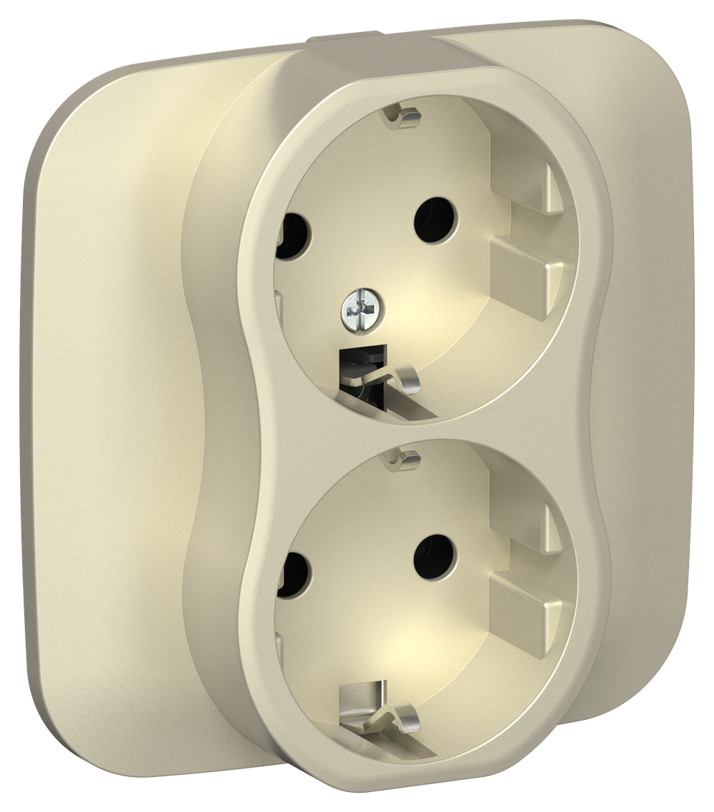 FLITE Розетка 2-местная с заземлением без защитных шторок 16А РС12-0-А-ФлШ шампань IEK