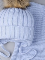 Шапка зимняя детская с помпоном и снуд