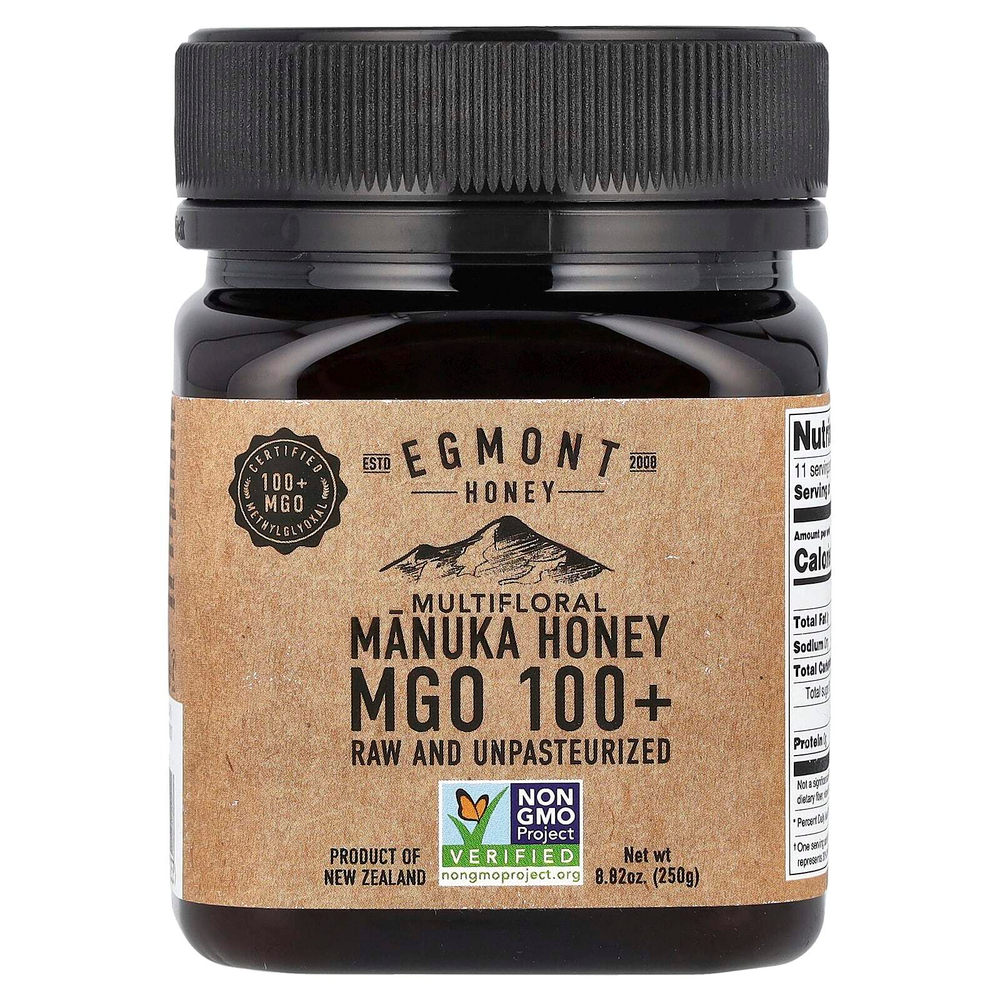 Egmont Honey, Разноцветный мед манука, необработанный и непастеризованный, MGO 100+, 250 г (8,82 унции)