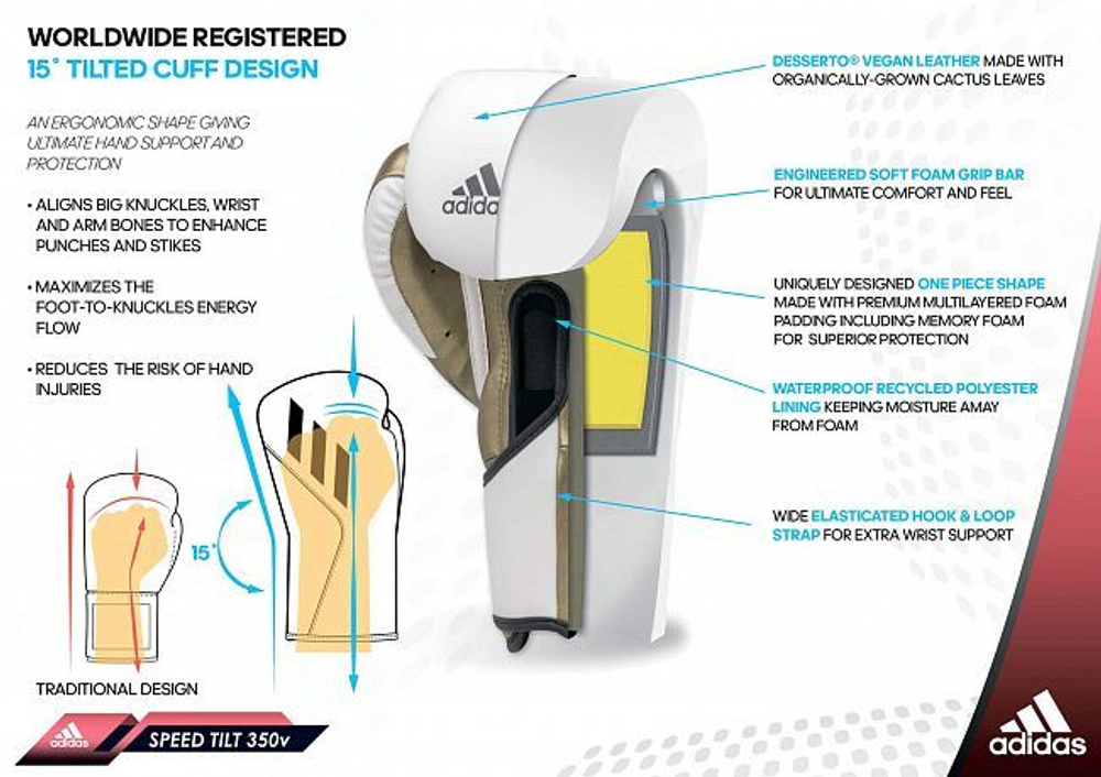 Перчатки боксерские Speed Tilt 350 бело-золотые SPD350VTG