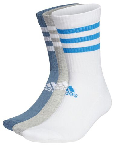 Теннисные носки Adidas 3-Stripes Cushioned Crew Socks 3PP - white/medium grey heather/altered blue