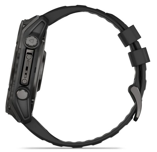 Умные часы Garmin Fenix 8, 51 мм, AMOLED, Sapphire Carbon Gray DLC Titanium with Black/Pebble Gray Silicone