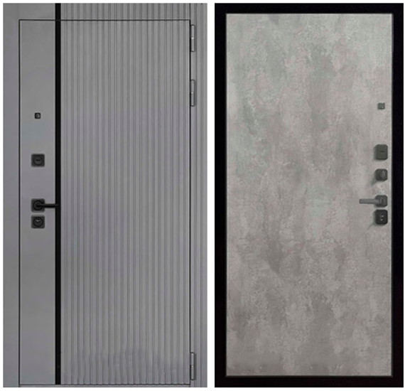 Фото входной стальной двери Regidoors Президент Лайн ПВХ силк титан панель ПВХ меламин цемент светлый