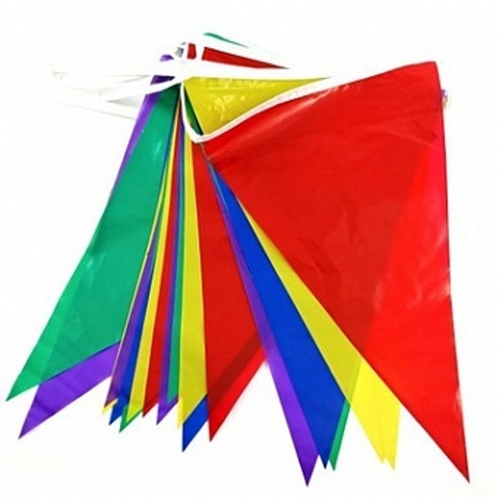 Гирлянда Флажки, ПЭ, 20*30 см*80 шт, 20 м, Ассорти