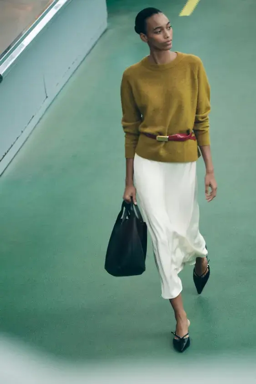 ZARA ОДНОТОННЫЙ СВИТЕР ИЗ ШЕРСТИ И АЛЬПАКИ, МЯГКИЙ ЗЕЛЕНЫЙ