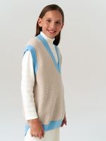 Жилетка для девочки в школу AT953 темно-бежевый