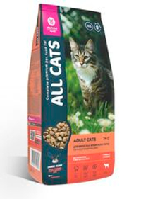 Сухой полнорационный корм для взрослых кошек ALL CATS с говядиной и овощами 13 кг