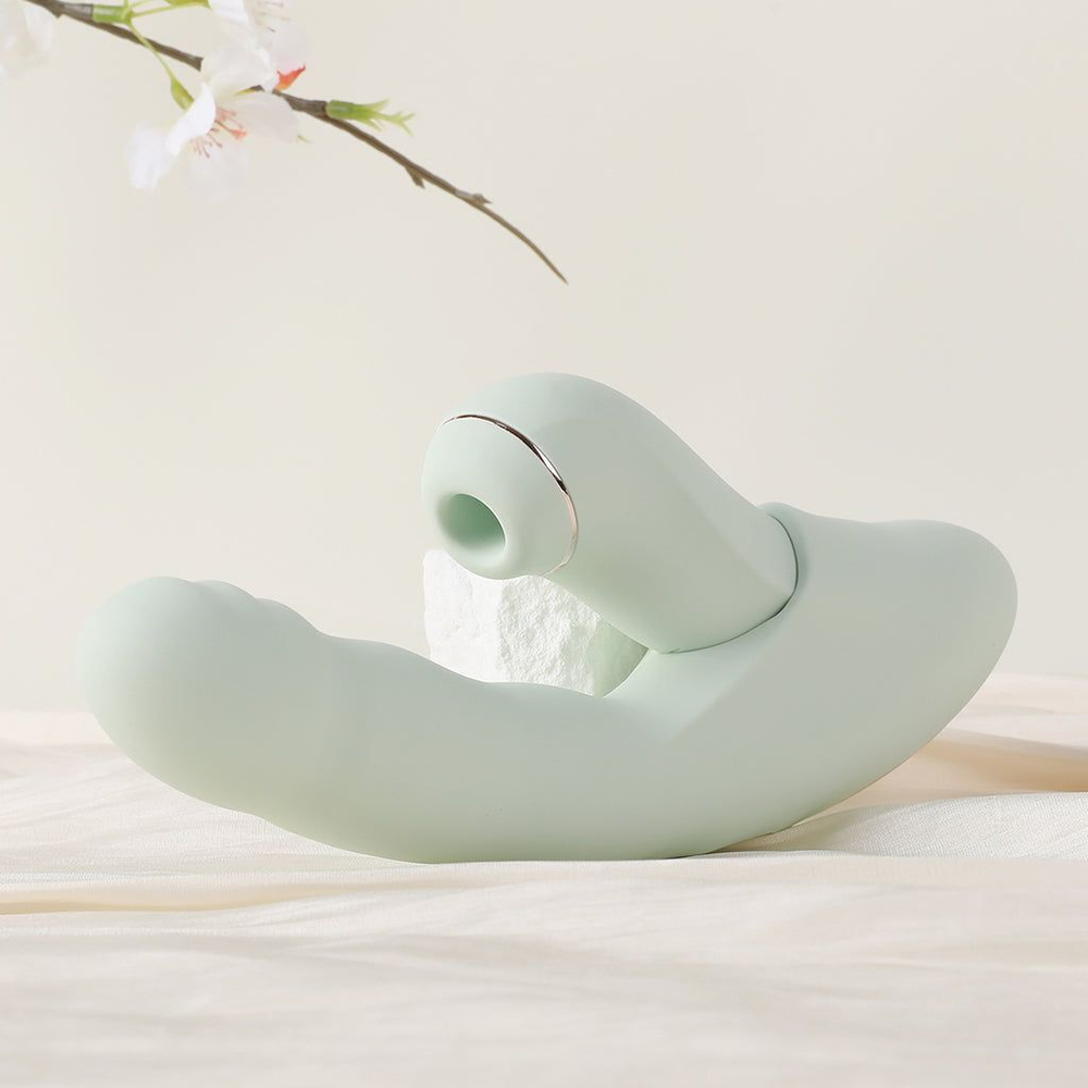 Мятный вибратор-кролик из 2 частей Fatima - 19 см. (Цвет: мятный)