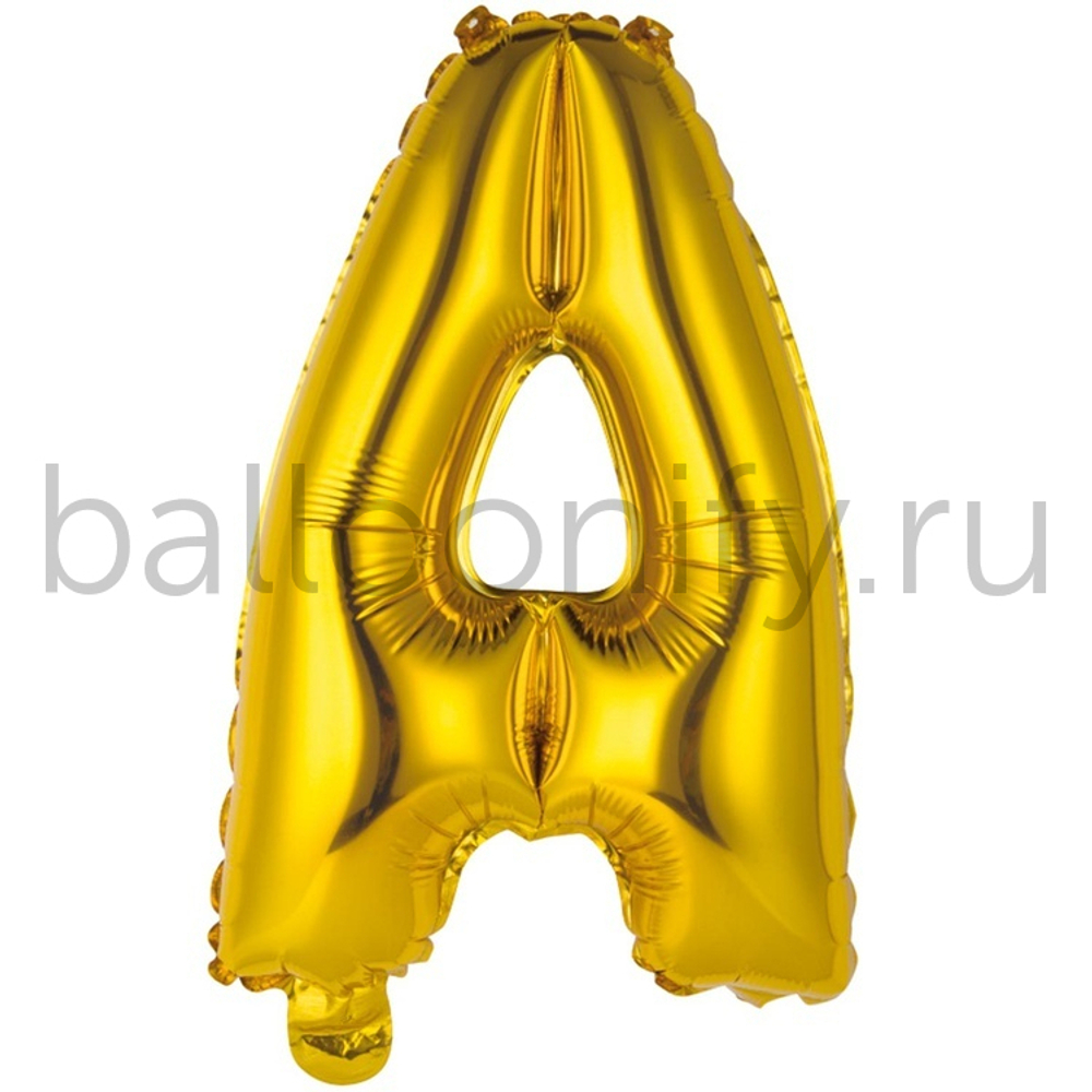 Фольгированная фигура, Буква А 35 см Gold
