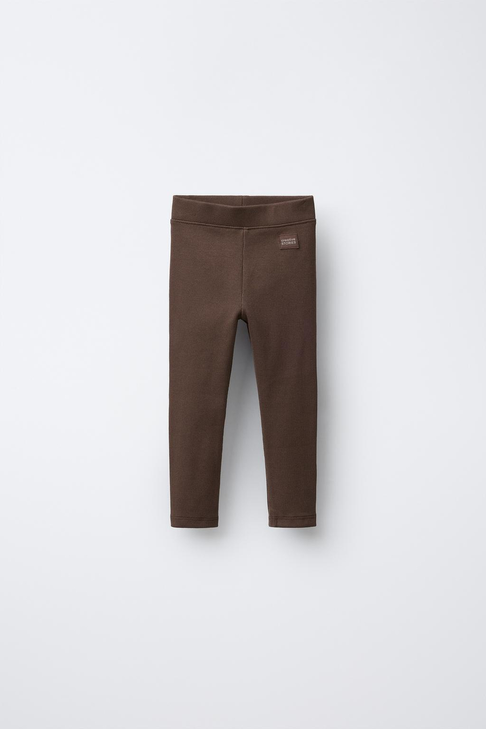 ZARA ЛЕГИНСЫ В РУБЧИК С НАШИВКОЙ, ШОКОЛАДНЫЙ