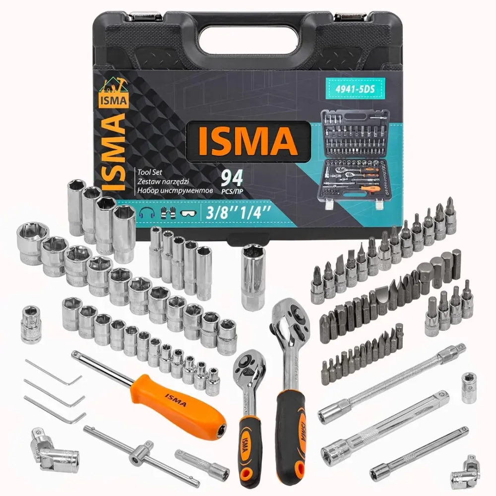 Набор инструментов 94 пр. 1/4''3/8''(6гр)(4-22мм) ISMA ISMA-4941-5DS-м